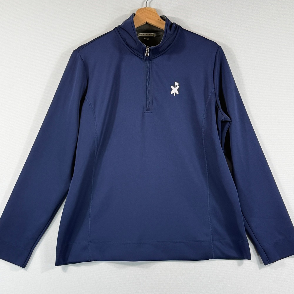 Fairway & Greene Quarter Zip Pullover Women XL Navy Blue Sporty Preppy Golf Top